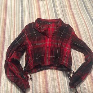 Cropped light flannel long sleeve shirt